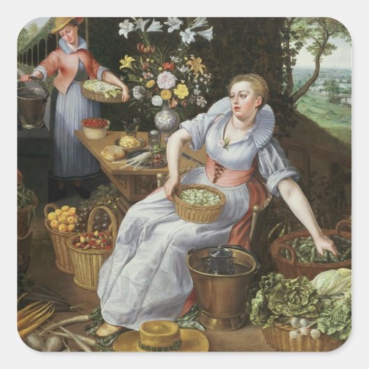 Een Allegory van de Zomer Vierkante Sticker (Voorkant)