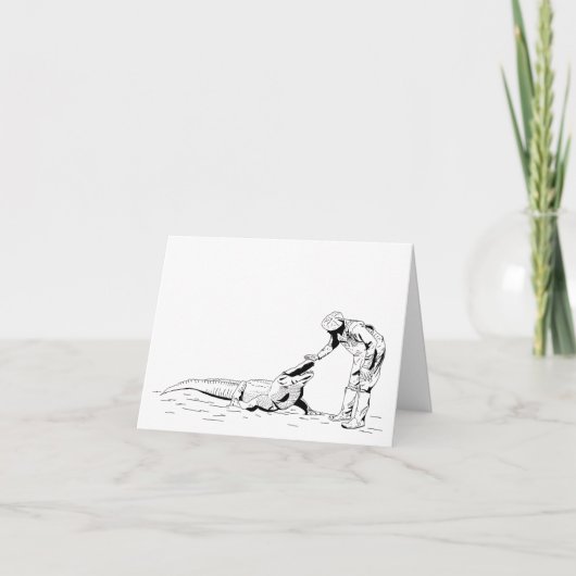 Een Alligator Line Art Card plaatsen Kaart (Voorkant)