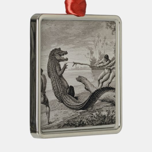 Een alligator vangen met lasso metalen ornament (Rechts)
