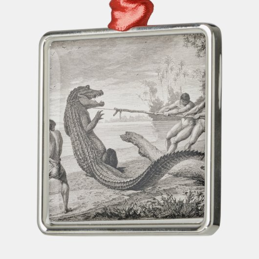 Een alligator vangen met lasso metalen ornament (Links)