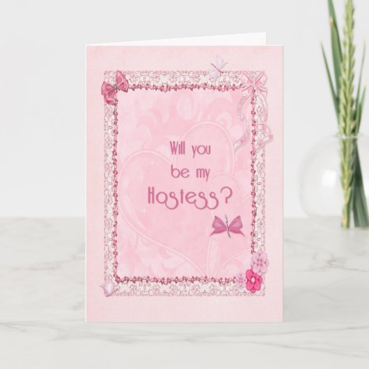 Een ambachtelijk uitziende Hostess uitnodiging (Voorkant)