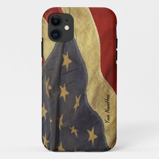 Een American Flag Persoonlijk Script iPhone Case (Achterkant)