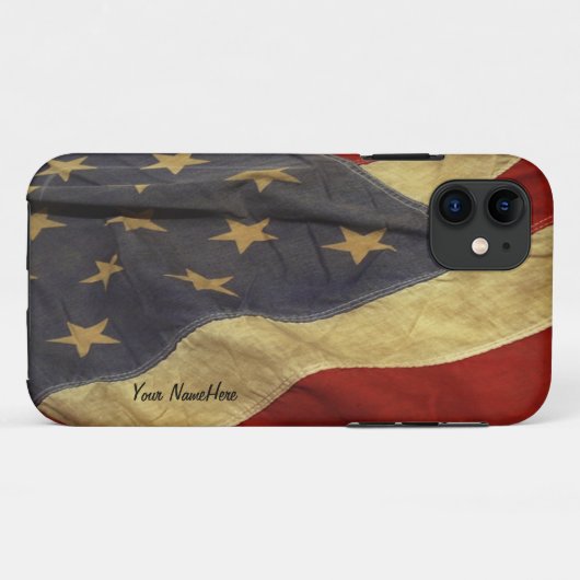 Een American Flag Persoonlijk Script iPhone Case (Achterkant (horizontaal))