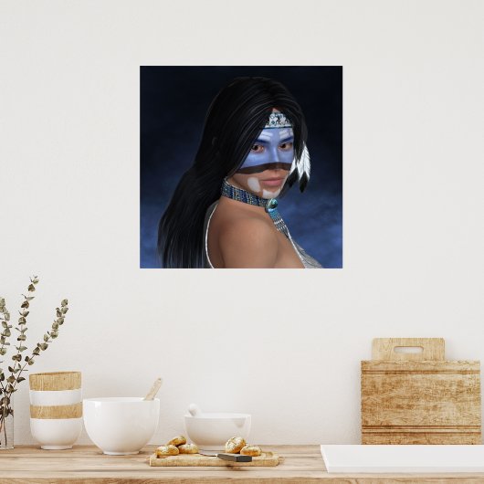 Een Amerikaans blauw portret Poster (Keuken)