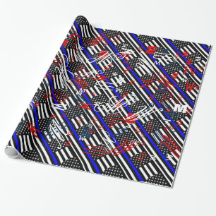 Een Amerikaans-dun blauw lijnbeeldscherm Cadeaupapier