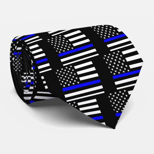 Een Amerikaans-dun blauw lijnbeeldscherm Stropdas (Opgerold)