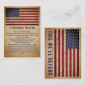 Een Amerikaans gebed van de soldaat Soldaat Visitekaartje (Voorkant / Achterkant)