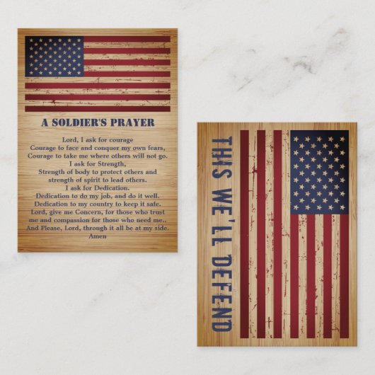 Een Amerikaans gebed van de soldaat Soldaat Visitekaartje (Voorkant / Achterkant)