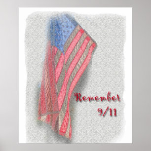 Een Amerikaans poster met "Herinner 9/11"