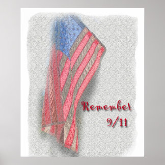 Een Amerikaans poster met "Herinner 9/11"