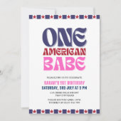 Een Amerikaanse Babe 4 juli 1 Verjaardag Kaart (Voorkant)