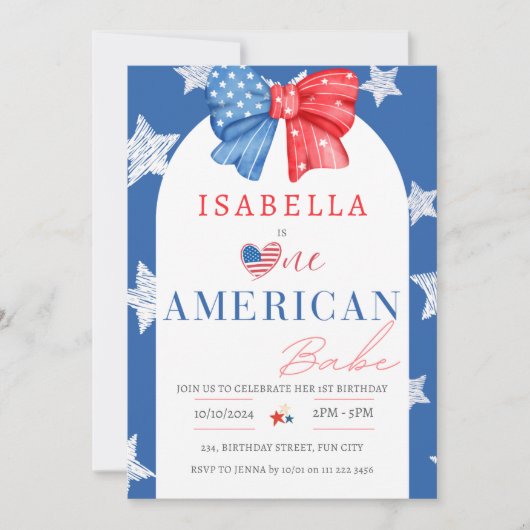 Een Amerikaanse Babe 4 juli 1 Verjaardag Kaart (Voorkant)