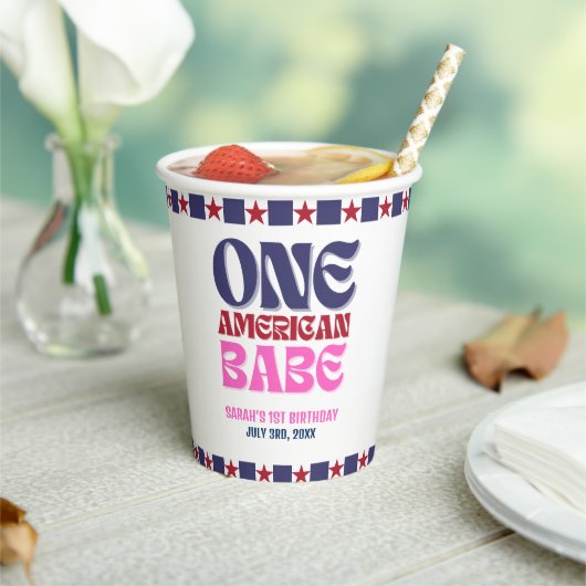 Een Amerikaanse Babe 4 juli 1 Verjaardag Papieren Bekers (Insitu)