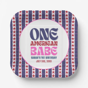 Een Amerikaanse Babe 4 juli 1 Verjaardag Papieren Bordje