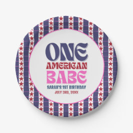 Een Amerikaanse Babe 4 juli 1 Verjaardag Papieren Bordje