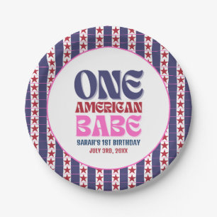 Een Amerikaanse Babe 4 juli 1 Verjaardag Papieren Bordje