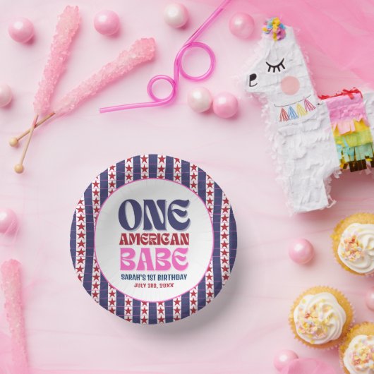 Een Amerikaanse Babe 4 juli 1 Verjaardag Papieren Kommen (Feest)