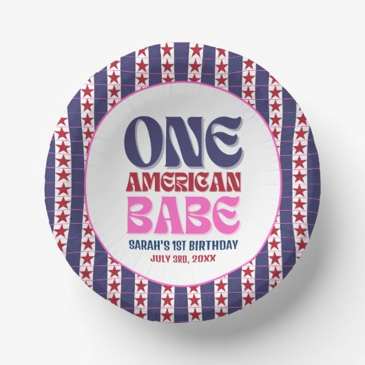 Een Amerikaanse Babe 4 juli 1 Verjaardag Papieren Kommen (Voorkant)