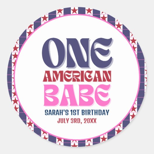 Een Amerikaanse Babe 4 juli 1 Verjaardag Ronde Sticker (Voorkant)