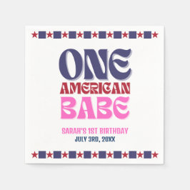 Een Amerikaanse Babe 4 juli 1 Verjaardag Servet