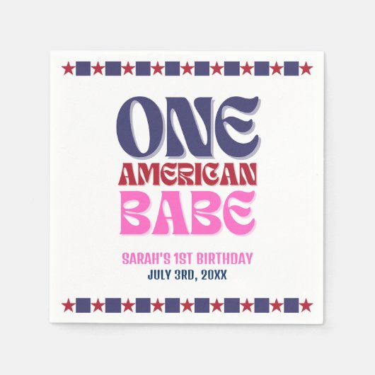 Een Amerikaanse Babe 4 juli 1 Verjaardag Servet (Voorkant)