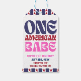 Een Amerikaanse Babe 4 juli 1e verjaardag  Cadeaulabel