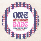 Een Amerikaanse Babe 4 juli 1e verjaardag Kartonnen Onderzetters (Voorkant)