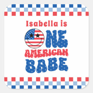 Een Amerikaanse Babe 4 juli 1e verjaardag Vierkante Sticker