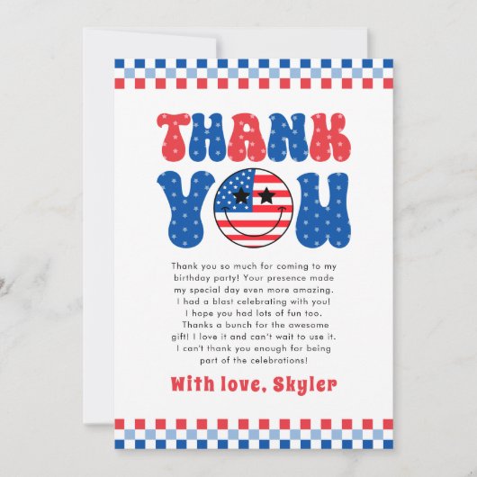 Een Amerikaanse Babe 4 juli Eerste Verjaardag Bedankkaart (Voorkant)