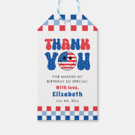 Een Amerikaanse Babe 4 juli Eerste Verjaardag Cadeaulabel