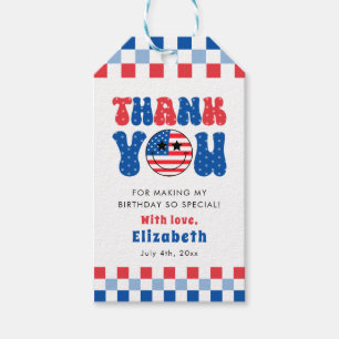 Een Amerikaanse Babe 4 juli Eerste verjaardag Cadeaulabel