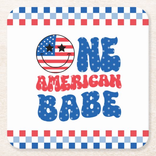 Een Amerikaanse Babe 4 van 1 juli Verjaardag Kartonnen Onderzetters (Voorkant)