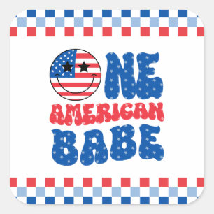 Een Amerikaanse Babe 4 van 1 juli Verjaardag Vierkante Sticker