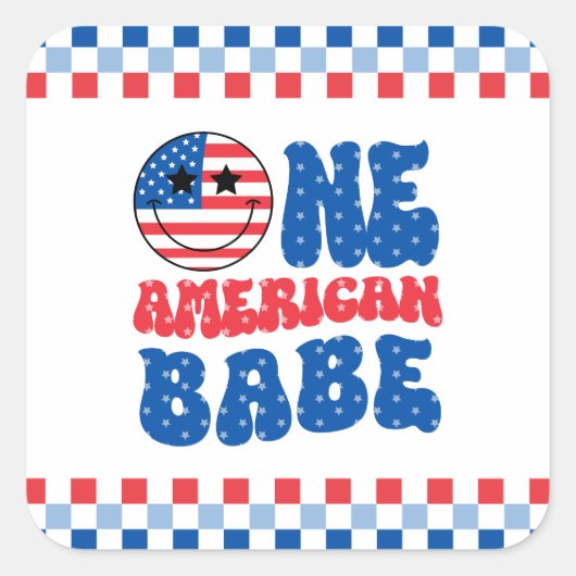 Een Amerikaanse Babe 4 van 1 juli Verjaardag Vierkante Sticker (Voorkant)