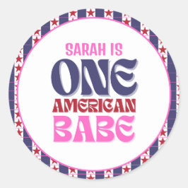 Een Amerikaanse Babe 4 van 1 juli Verjaardagsclass Ronde Sticker