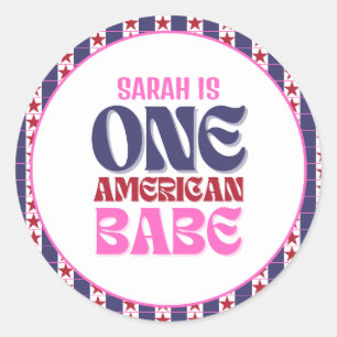 Een Amerikaanse Babe 4 van 1 juli Verjaardagsclass Ronde Sticker