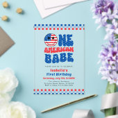 Één Amerikaanse Babe 4th van Juli Eerste Verjaarda Acryl Uitnodigingen (Insitu (Huwelijk))