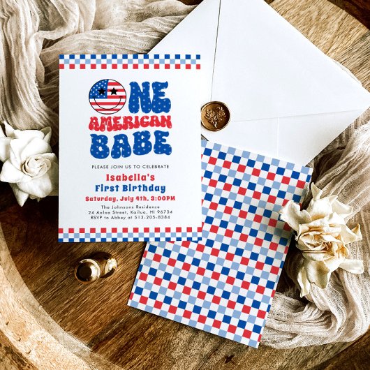 Één Amerikaanse Babe 4th van Juli Eerste Verjaarda Kaart