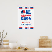 Één Amerikaanse Babe 4th van Juli Eerste Verjaarda Poster (Keuken)