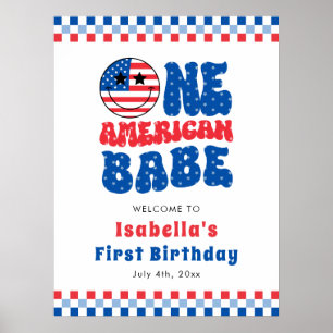 Één Amerikaanse Babe 4th van Juli Eerste Verjaarda Poster