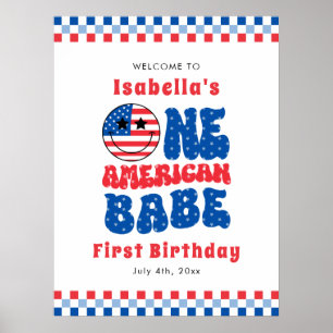Één Amerikaanse Babe 4th van Juli Eerste Verjaarda Poster