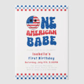 Één Amerikaanse Babe 4th van Juli Eerste Verjaarda Vellum Uitnodigingen (Voorkant)