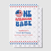 Één Amerikaanse Babe 4th van Juli Eerste Verjaarda Vellum Uitnodigingen (Offset (Uitnodiging))