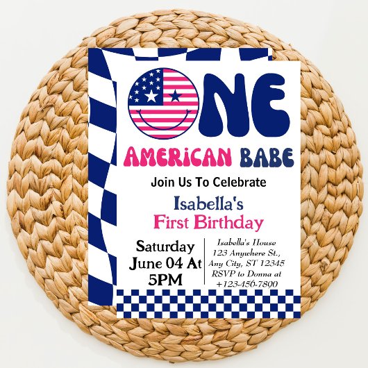 Één Amerikaanse Babe 4th van Juli Meisje 1st Verja Kaart