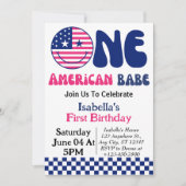 Één Amerikaanse Babe 4th van Juli Meisje 1st Verja Kaart (Voorkant)