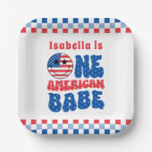 Één Amerikaanse Babe 4th van Juli Zomer 1e Verjaar Papieren Bordje (Voorkant)