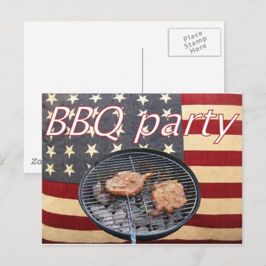 Een Amerikaanse BBQ-partij Uitnodiging Briefkaart (Voorkant / Achterkant)