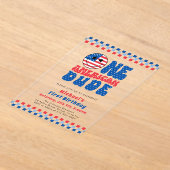 Een Amerikaanse Dude 4 juli Eerste Verjaardag Acryl Uitnodigingen (Laagn)