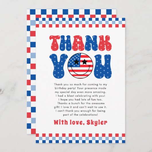 Een Amerikaanse Dude 4 juli Eerste Verjaardag Bedankkaart (Voorkant / Achterkant)