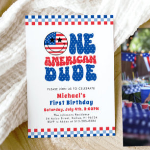 Een Amerikaanse Dude 4 juli Eerste Verjaardag Kaart